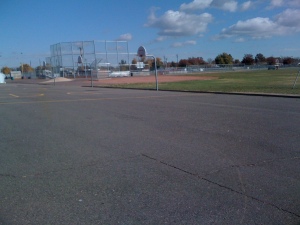 Baseball field behind school